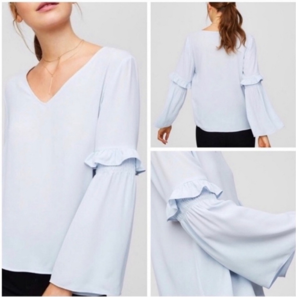 LOFT ruffle bell sleeve top